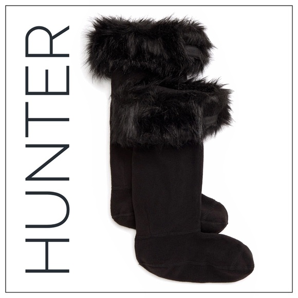 Faux Fur Cuff Tall Boot Socks 